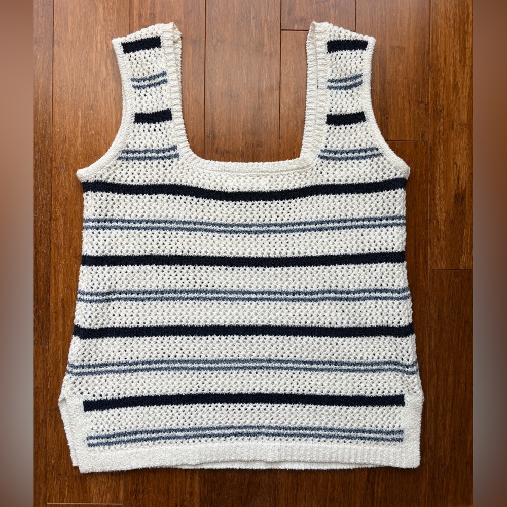Weekend Los Angeles Maxie Sweater Knit Tank Coastal Stripe Navy Size S NWOT - Picture 3 of 6